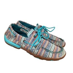 Twisted X Western Canvas Loafers Colorful Patterned Women's Sz 7M Moccasins